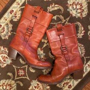 Frye mid calf pull on boots